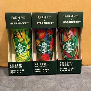 NWT Starbucks x Farm Rio Key Chain trio
